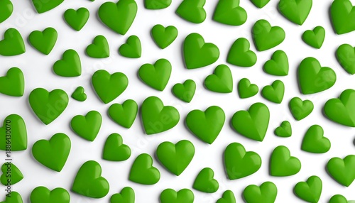 Green Heart Shaped Candies on White Background.