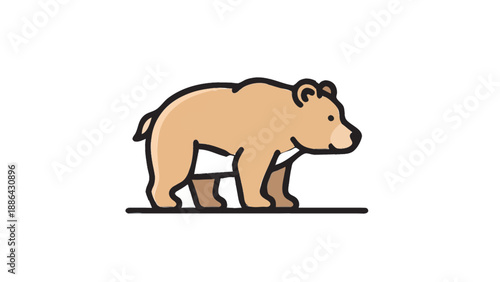 Stylized illustration of a brown bear walking.