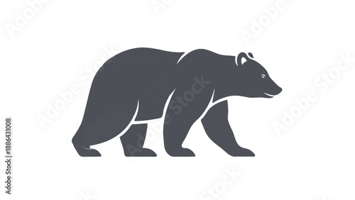 Silhouette of a walking bear on a white background.