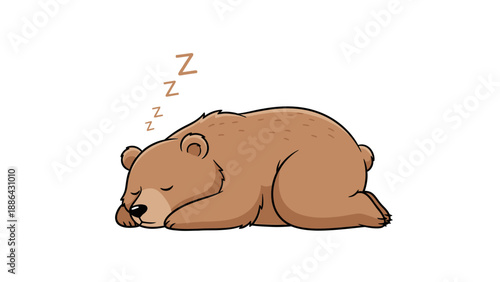 Cute cartoon bear sleeping soundly with Zzz symbols.