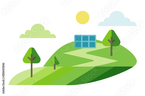 Low Carbon Eco Landscape Vector Illustration