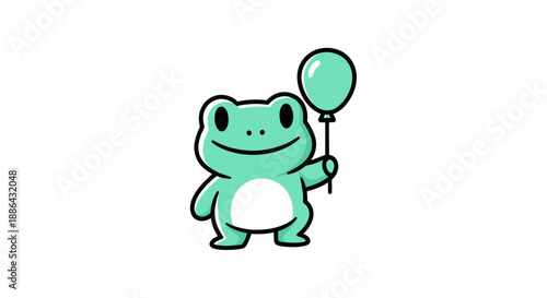 Cartoon frog with balloon illustration