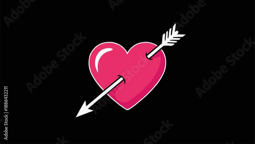 Pink Heart Pierced by Arrow Symbolizing Love.