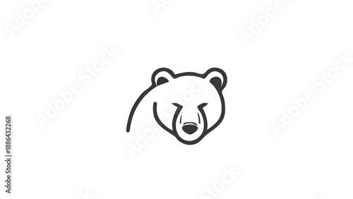 Minimalist Line Art Drawing of a Bear Head.