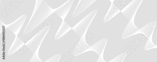 White abstract background with flowing particles. White and gray Digital futuristic technology concept background. Dynamic waves use for business, corporate, poster, template, vector