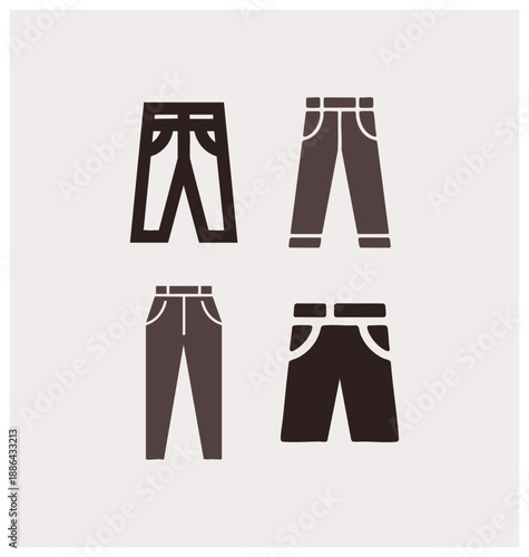 Pant logo set written in a stylish joining script with bold and modern strokes, designed in clean high-quality vector typography perfect for apparel branding, clothing labels, retail logos, and creati