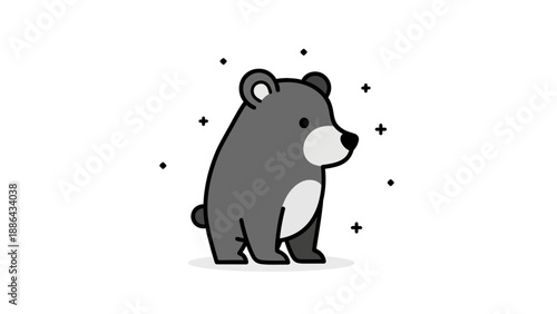 Cute cartoon bear illustration with simple stars.