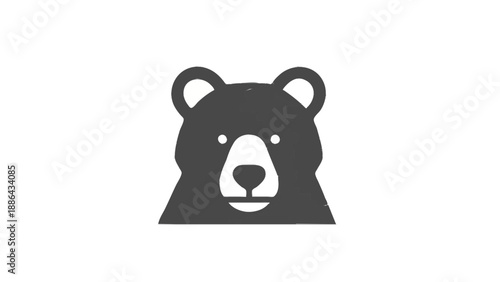 Stylized Bear Head Icon Simple Geometric Design.