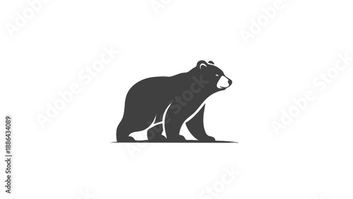 Silhouette of a bear walking on a white background.