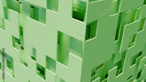 3d planes on a futuristic cube illustration abstract background