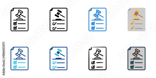 Legal Obligation icons set multiple style collection. Editable stroke 
