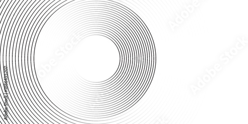 Circular abstract pattern with minimalist black lines on white background