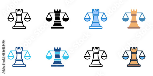 Legal Strategy icons set multiple style collection. Editable stroke 
