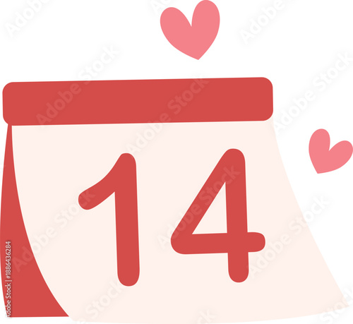 Cute illustrated calendar page showing date 14 with hearts, celebrating love and special romantic occasions