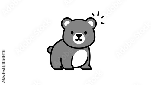 Cute cartoon bear illustration simple and clean design.