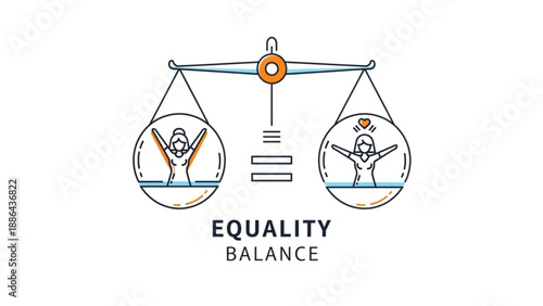 Scales of justice symbolizing equality and balance with diverse figures representing fairness and human rights vector illustration for social justice concepts