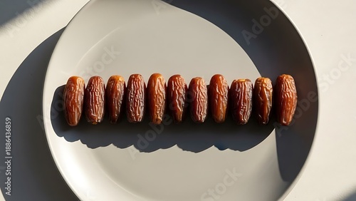 Wallpaper Mural Row of delicious dates on a plate under natural sunlight. Torontodigital.ca