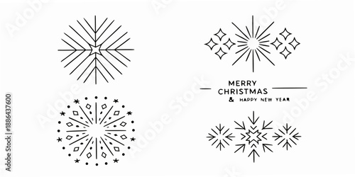 Minimalist snowflake designs and festive greetings for the winter holidays