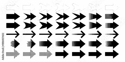 Collection of diverse arrow designs showcasing varying styles and opacity levels