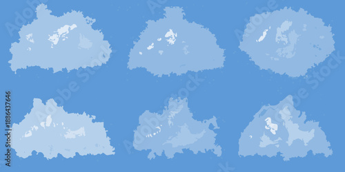 A collection of fluffy white clouds against a clear blue sky