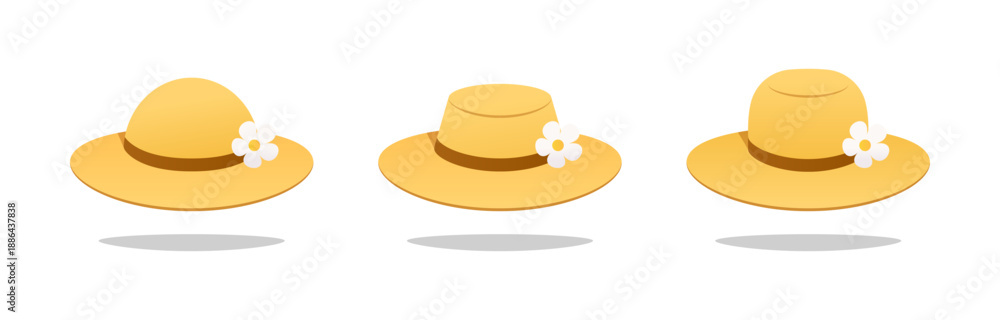 custom made wallpaper toronto digitalCute straw spring hat with flower vector isolated on white background.