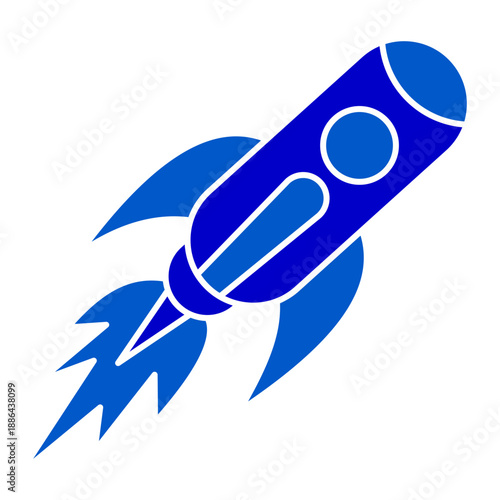 Solid Blue Rocket Launch Icon