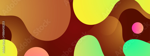 Overlapping fluid shapes in earthy tones of brown green and yellow colors