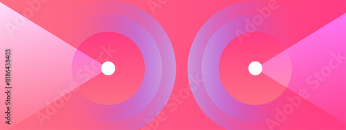 Balanced pink and magenta composition showcasing two glowing circular elements with intersecting light rays for creative projects