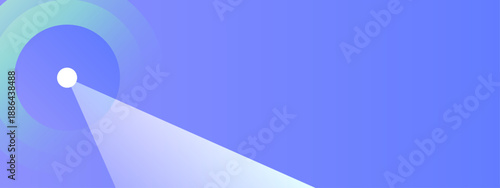 Minimalist blue gradient design featuring a single focal point with expanding circular waves and a sharp light beam