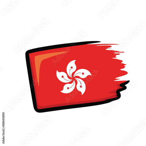 Hong Kong Flag Illustration with White Emblem.