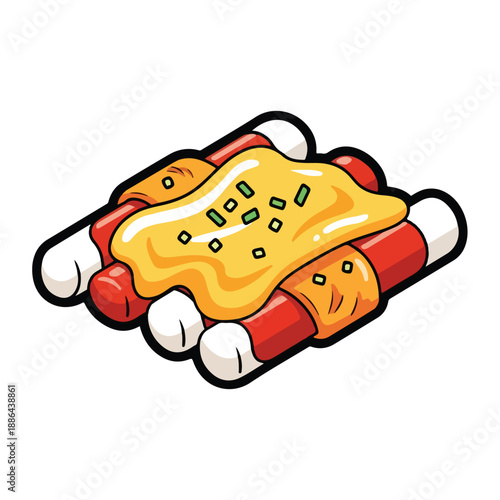 Hot Dogs with Mustard and Relish Topping.