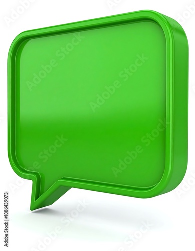 Green Speech Bubble Icon on White Background.