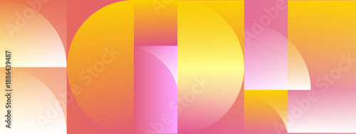 Modern abstract design featuring semi-circular shapes and gradients inspired by solar and lunar phases in soft pastel colors