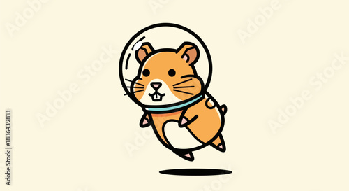 Cartoon hamster astronaut floating