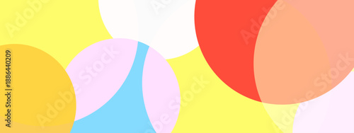 Eye catching abstract background with bold red yellow and light blue overlapping circular shapes