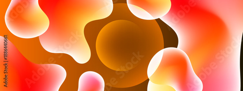 Creative liquid background featuring orange and red organic blob shapes with glowing glass effect for artistic presentation