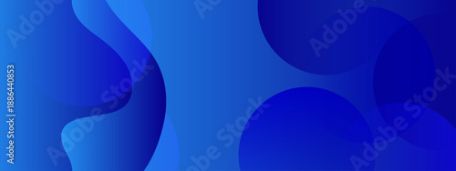 Composition of overlapping blue organic fluid shapes with soft gradient effects and depth