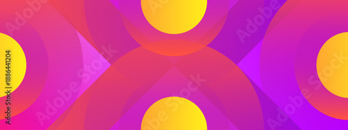 Overlapping magenta and purple circular gradients with bright yellow focal points creating a symmetrical energetic pattern