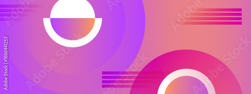 Dynamic purple and peach gradient background with semi-circular shapes and horizontal speed lines for high energy design