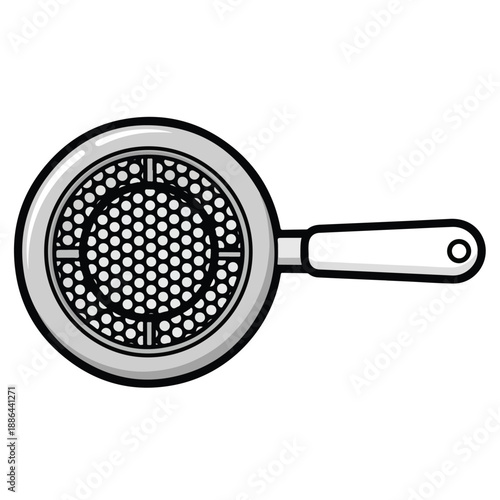 Illustration of a kitchen strainer utensil.