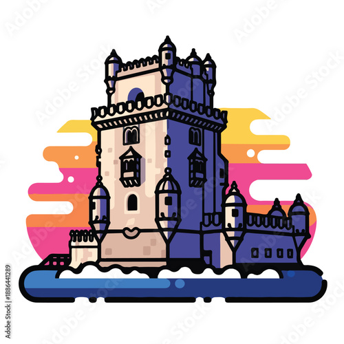 Illustration of a Medieval Style Castle Building.