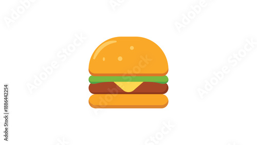 Flat vector illustration of a burger icon representing fast food meal and restaurant concept. This design is suitable for food delivery branding restaurant menus mobile applications websites