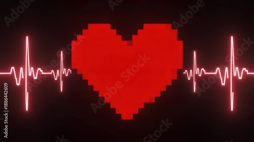 Timelapse of a Pixel Heart Beating Faster, Then Calming Into a Gentle Rhythmic Loop