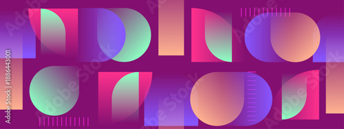 Rich plum and magenta background featuring layered translucent rounded rectangles and modern accents