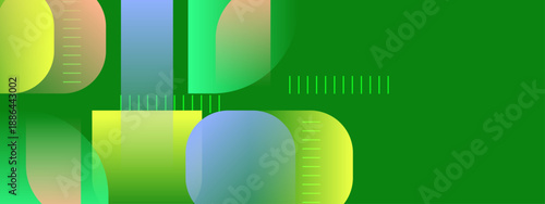 Lush green background with layered rounded shapes and subtle linear textures for natural branding