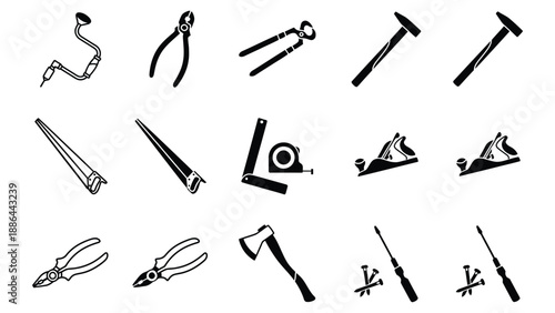 A collection of various tools on a plain white background