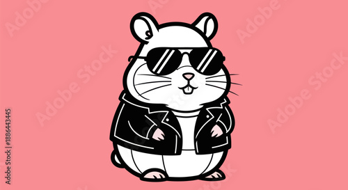 Cartoon hamster in sunglasses