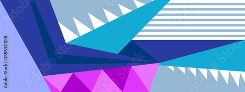 Aggressive and dynamic composition of blue triangles and horizontal stripes creating a sense of speed and power