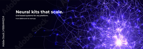 Neural Network Brain Neurone Synapse Connections Lightning Ball Energy Glow. Machine Learning Technology Background for AI Data Flow, BigData, Medical Science Research, Biotech. Vector illustration