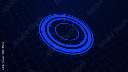 Digital Sci-Fi HUD Rings with Smooth Orbit Motion and Technology Background